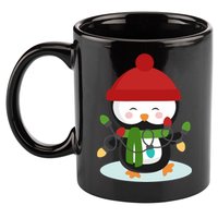 Cute Winter Penguin Christmas Lights 11oz C Handle Ceramic Mug