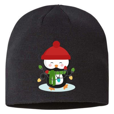 Cute Winter Penguin Christmas Lights Sustainable Beanie