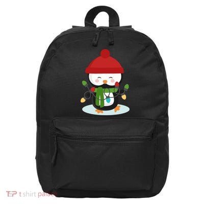 Cute Winter Penguin Christmas Lights 16 in Basic Backpack
