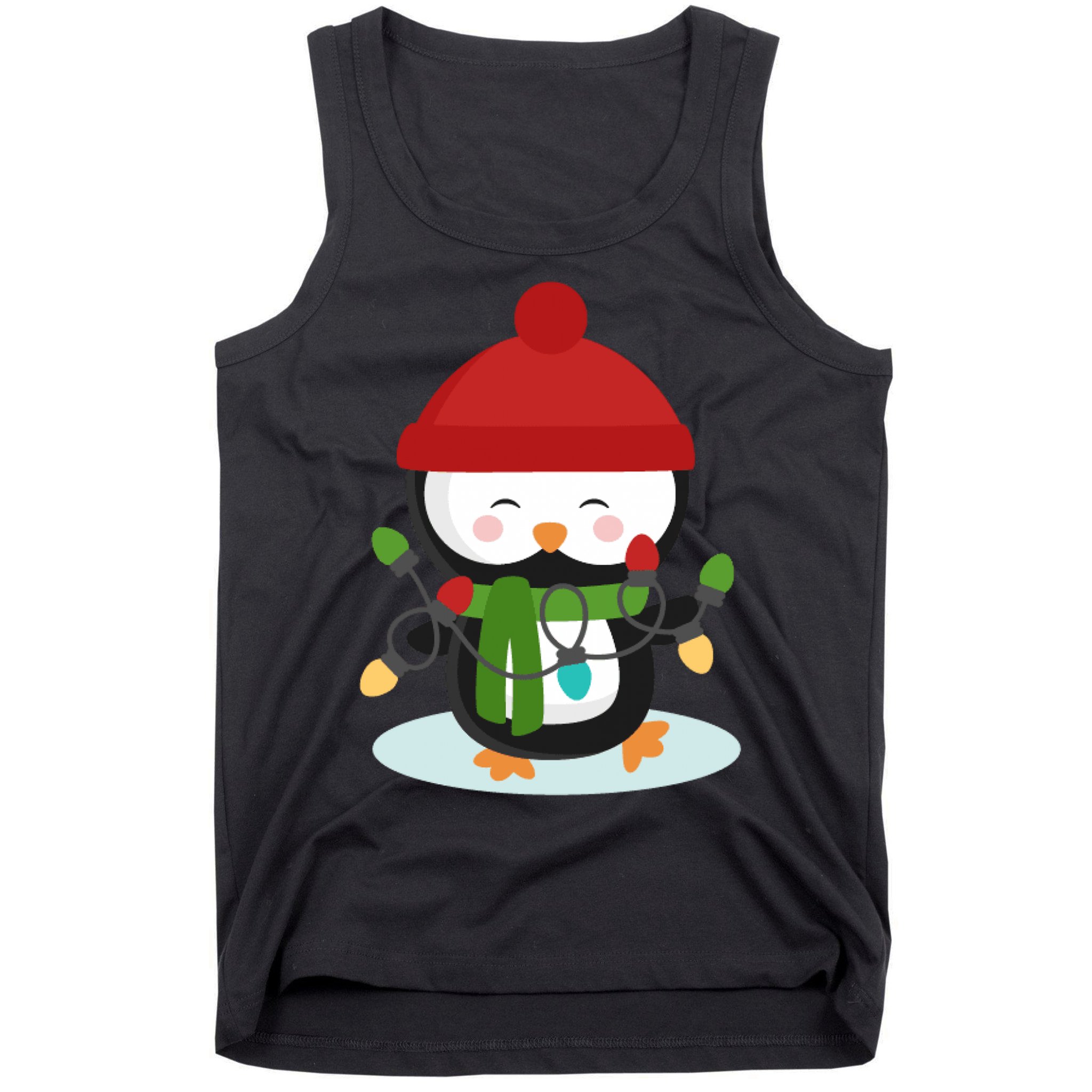Cute Winter Penguin Christmas Lights Tank Top