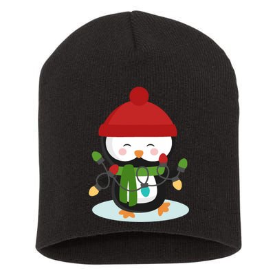 Cute Winter Penguin Christmas Lights Short Acrylic Beanie