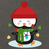 Cute Winter Penguin Christmas Lights Cotton Canvas Backpack