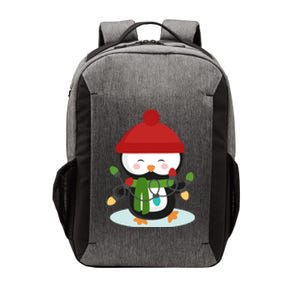 Cute Winter Penguin Christmas Lights Vector Backpack