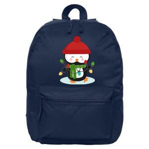 Cute Winter Penguin Christmas Lights 16 in Basic Backpack