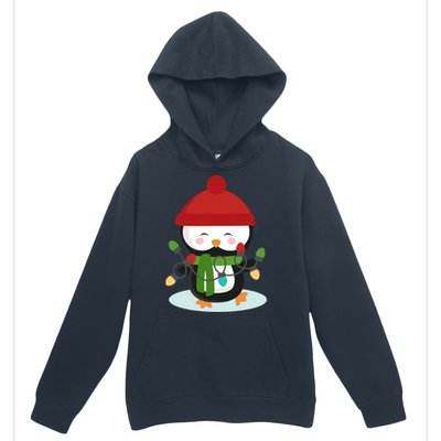 Cute Winter Penguin Christmas Lights Urban Pullover Hoodie