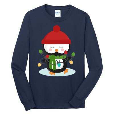 Cute Winter Penguin Christmas Lights Tall Long Sleeve T-Shirt