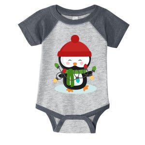 Cute Winter Penguin Christmas Lights Infant Baby Jersey Bodysuit