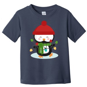 Cute Winter Penguin Christmas Lights Toddler T-Shirt