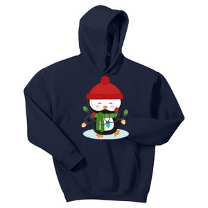 Cute Winter Penguin Christmas Lights Kids Hoodie