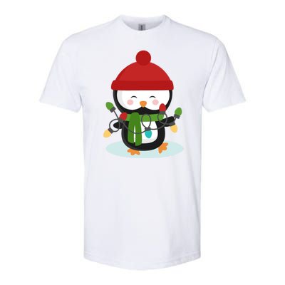 Cute Winter Penguin Christmas Lights Softstyle® CVC T-Shirt