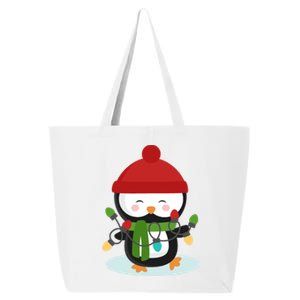 Cute Winter Penguin Christmas Lights 25L Jumbo Tote