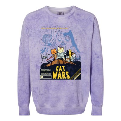 Cat Wars Parody Colorblast Crewneck Sweatshirt