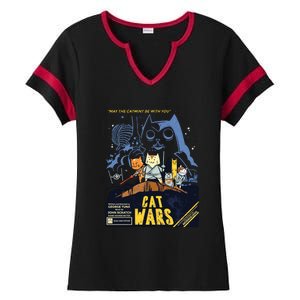 Cat Wars Parody Ladies Halftime Notch Neck Tee