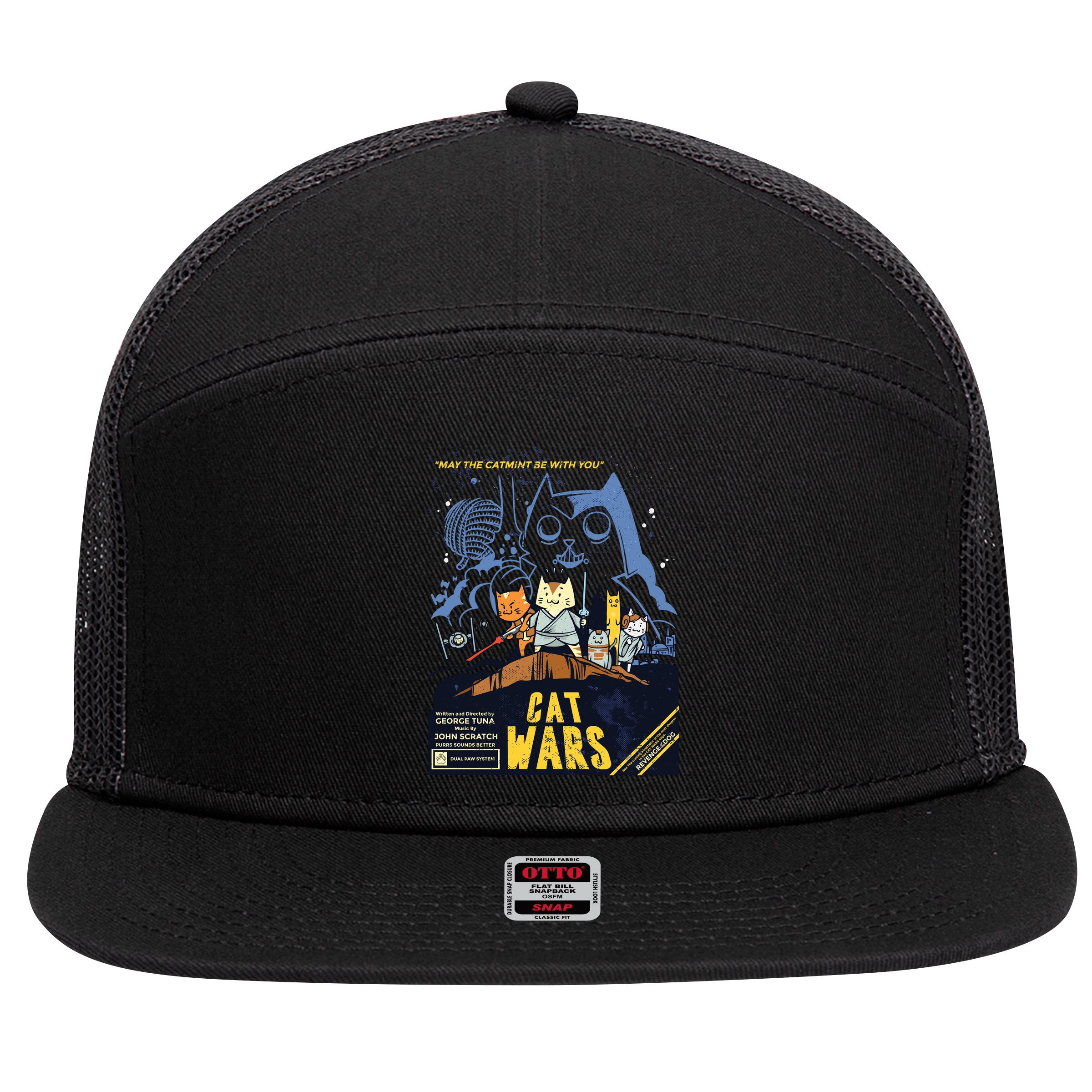 Cat Wars Parody 7 Panel Mesh Trucker Snapback Hat