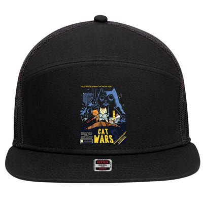 Cat Wars Parody 7 Panel Mesh Trucker Snapback Hat