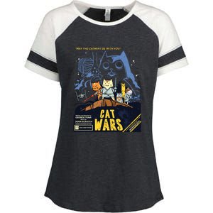 Cat Wars Parody Enza Ladies Jersey Colorblock Tee