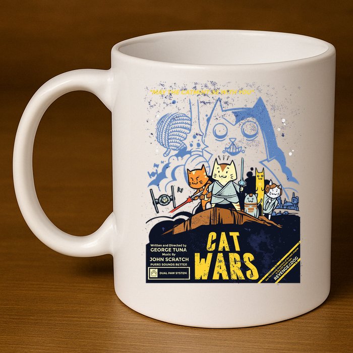 Cat Wars Parody 11oz C Handle Ceramic Mug