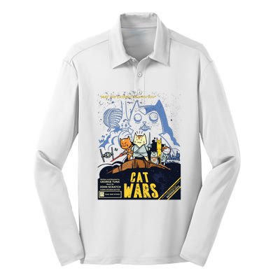 Cat Wars Parody Silk Touch Performance Long Sleeve Polo