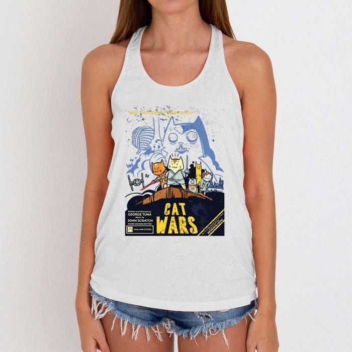 Cat Wars Parody Women's Knotted Racerback Tank