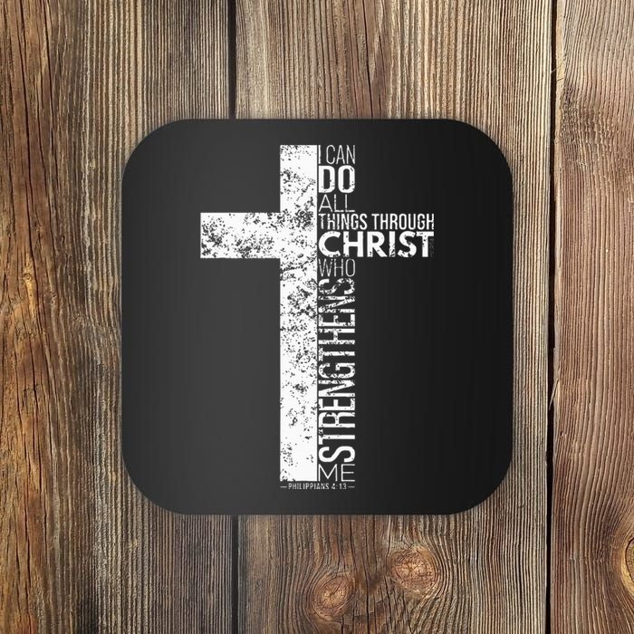 Cross With Philippians 4 13 Christian Coaster