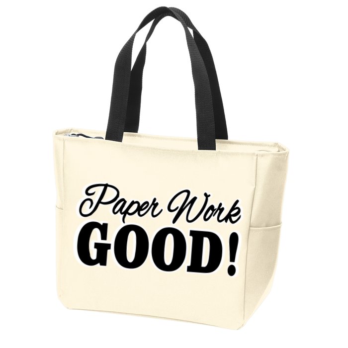 Charleston White Paper Work Good Zip Tote Bag