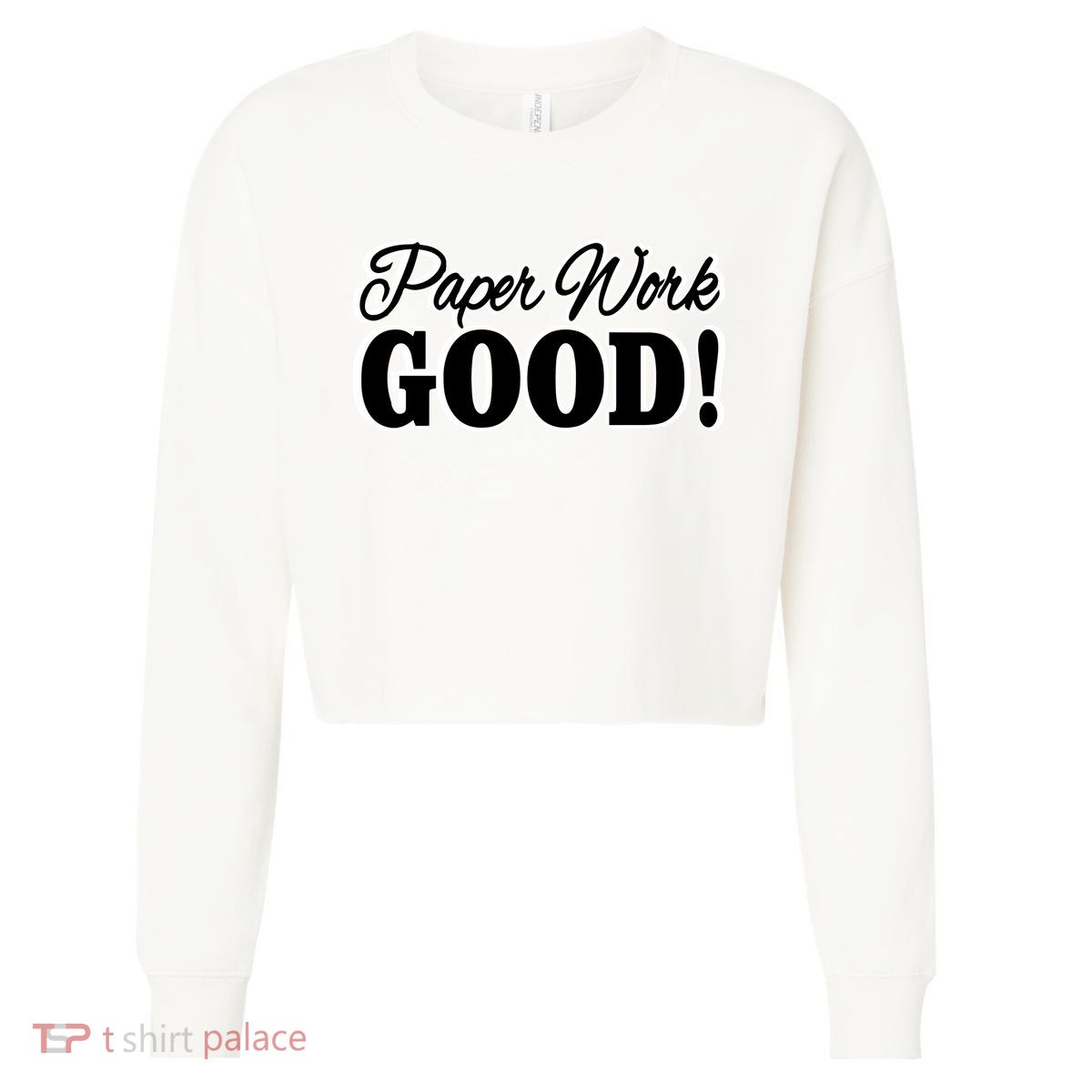 Charleston White Paper Work Good Cropped Pullover Crew
