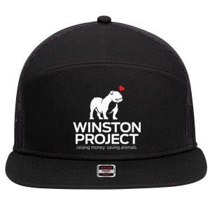 Cute Winston Project Bulldog supports animal rescue 7 Panel Mesh Trucker Snapback Hat