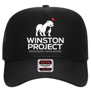 Cute Winston Project Bulldog supports animal rescue High Crown Mesh Back Trucker Hat