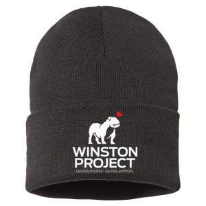 Cute Winston Project Bulldog supports animal rescue Sustainable Knit Beanie