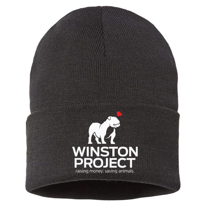 Cute Winston Project Bulldog supports animal rescue Sustainable Knit Beanie