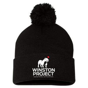 Cute Winston Project Bulldog supports animal rescue Pom Pom 12in Knit Beanie