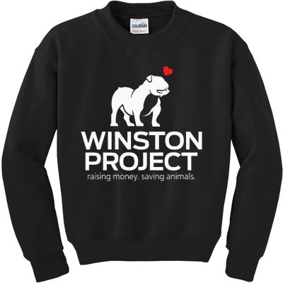 Cute Winston Project Bulldog supports animal rescue Kids Sweatshirt