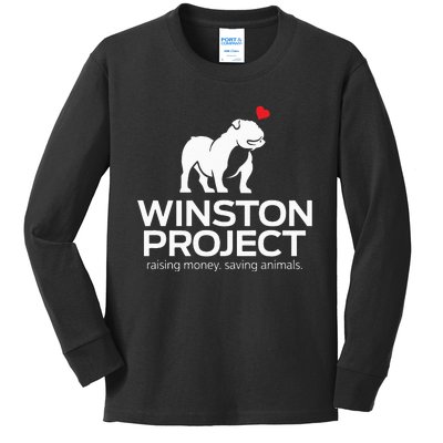 Cute Winston Project Bulldog supports animal rescue Kids Long Sleeve Shirt