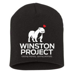 Cute Winston Project Bulldog supports animal rescue Short Acrylic Beanie