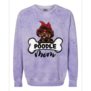 Cute Women Poodle Mom With Bandana Headband And Glasses Colorblast Crewneck Sweatshirt