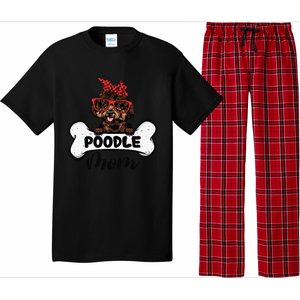 Cute Women Poodle Mom With Bandana Headband And Glasses Pajama Set