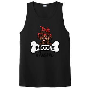 Cute Women Poodle Mom With Bandana Headband And Glasses PosiCharge Competitor Tank