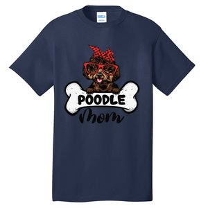 Cute Women Poodle Mom With Bandana Headband And Glasses Tall T-Shirt