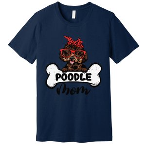 Cute Women Poodle Mom With Bandana Headband And Glasses Premium T-Shirt