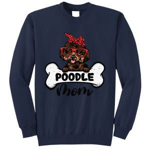 Cute Women Poodle Mom With Bandana Headband And Glasses Tall Sweatshirt