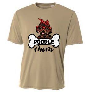 Cute Women Poodle Mom With Bandana Headband And Glasses Cooling Performance Crew T-Shirt