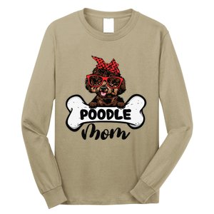 Cute Women Poodle Mom With Bandana Headband And Glasses Long Sleeve Shirt