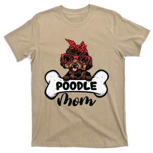 Cute Women Poodle Mom With Bandana Headband And Glasses T-Shirt