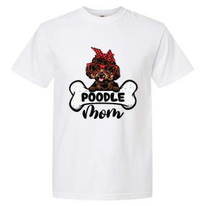 Cute Women Poodle Mom With Bandana Headband And Glasses Garment-Dyed Heavyweight T-Shirt