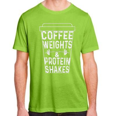 Coffee Weights & Protein Shakes Funny Lifting Adult ChromaSoft Performance T-Shirt