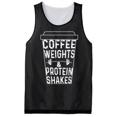 Coffee Weights & Protein Shakes Funny Lifting Mesh Reversible Basketball Jersey Tank