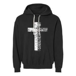 Cross With Philippians 413 Christian Garment-Dyed Fleece Hoodie