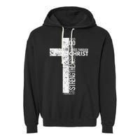 Cross With Philippians 413 Christian Garment-Dyed Fleece Hoodie
