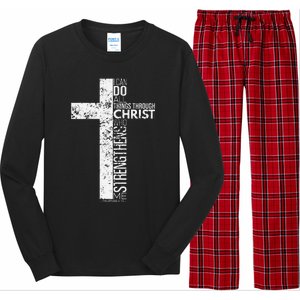 Cross With Philippians 413 Christian Long Sleeve Pajama Set