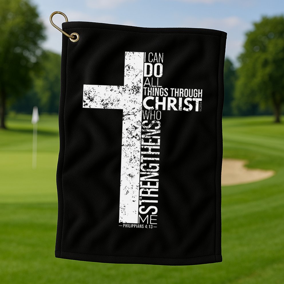 Cross With Philippians 413 Christian Golf Towel